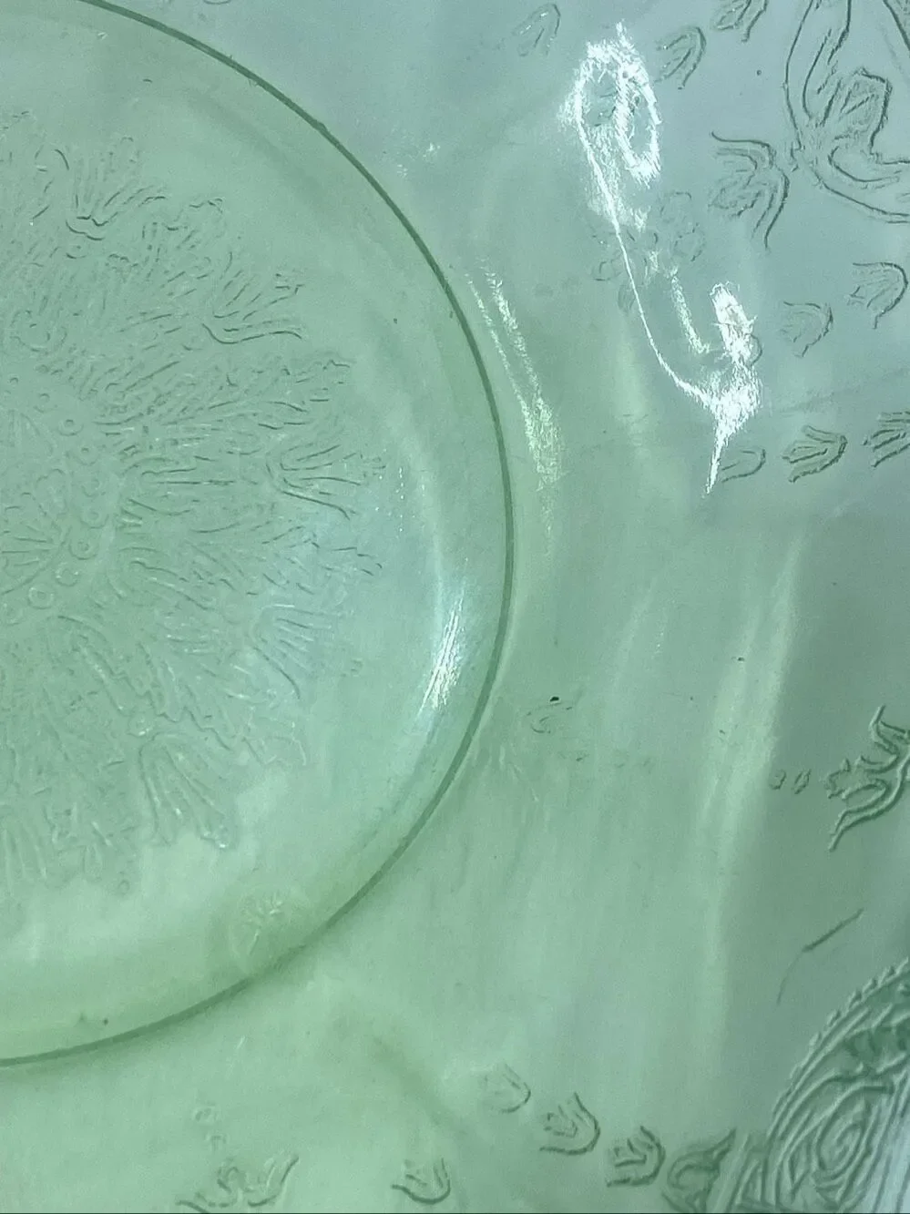 Uranium Anchor Hocking Princess Green Octagonal Depression Cereal Bowl 8” vtge